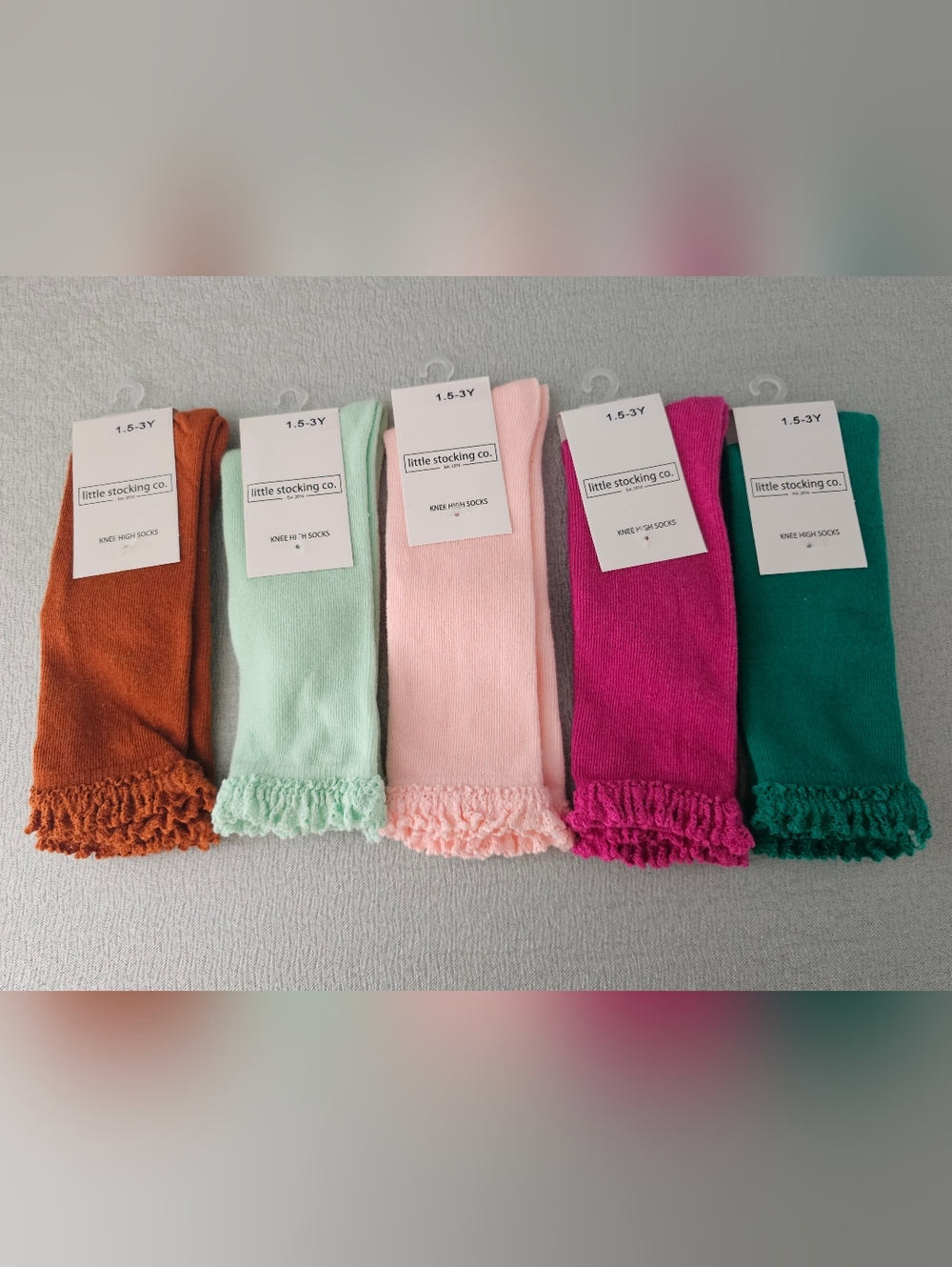 NEW LITTLE STOCKING CO Lot Of 5 Pairs Girls Ruffled Lace Knee High Socks